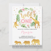 Wild One Birthday Invitation Oerwoud Animals Party Kaart (Voorkant)