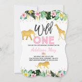 Wild One Birthday Invitation Oerwoud Animals Party Kaart (Voorkant)