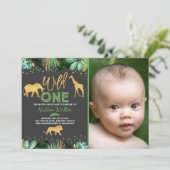 Wild One Birthday Invitation Oerwoud Animals Party Kaart (Staand voorkant)