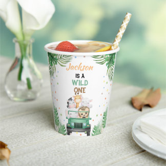 Wild One Birthday Invitation Safari Animals Balloo Papieren Bekers