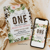 Wild One Birthday Leopard Print Wild Oerwoud Party Kaart