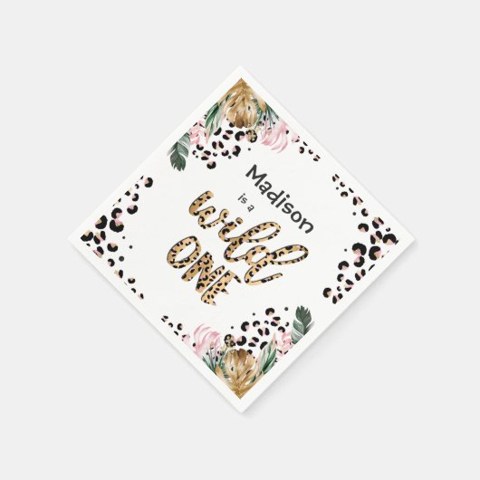 Wild One Birthday Leopard Print Wild Oerwoud Party Servet (Hoek)