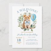 Wild One Birthday Lion Boy Birthday Bloemenboog st Kaart (Voorkant)