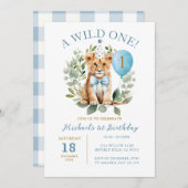 Wild One Birthday Lion Boy Birthday Bloemenboog st Kaart (Voorkant / Achterkant)