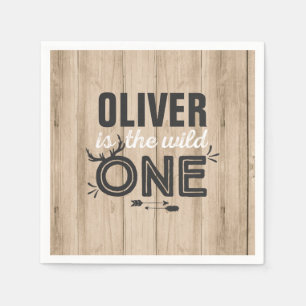 Wild One Birthday Party Napkin Rustic Wild One Servetten