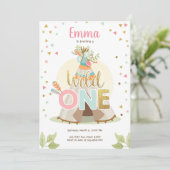 Wild One Birthday Teepee Boho Tribal Pink Girl Kaart (Staand voorkant)