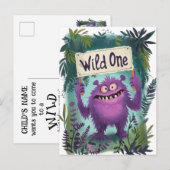 Wild One Birthday Uitnodiging Briefkaart (Voorkant / Achterkant)