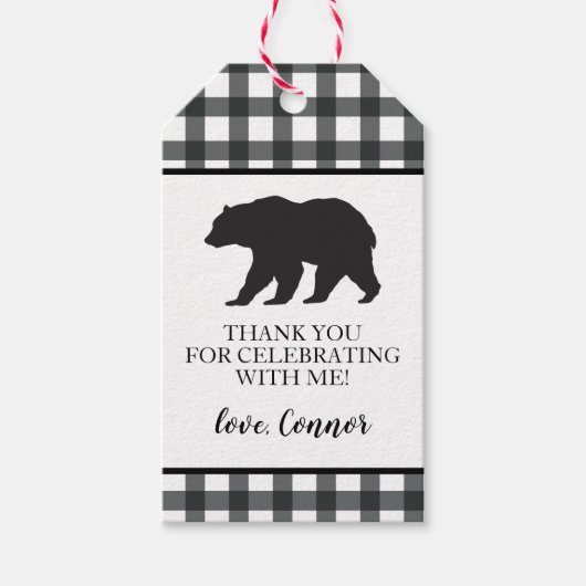 Wild One Black Bear Plaid Bedankt Cadeaulabel (Voorkant)