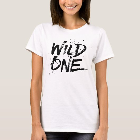 Wild One Black Lettering T-shirt (Voorkant)