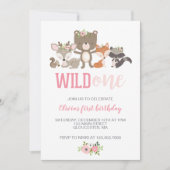 Wild One Bloemrijke Bosdier Eerste Verjaardagsuitn Kaart (Voorkant)