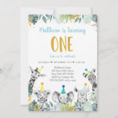 Wild One Blue Gold Party Invitation d'anniversaire (Devant)