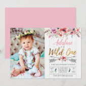 Wild One Boho Birthday Girls Uitnodiging op eerste (Voorkant / Achterkant)