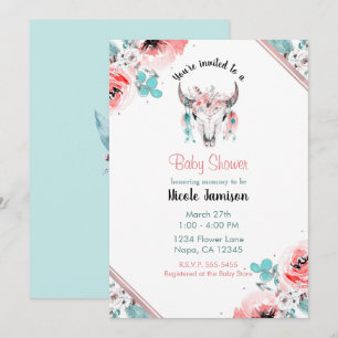 WILD ONE Boho Chic Bloemenkleuren Baby Shower Kaart