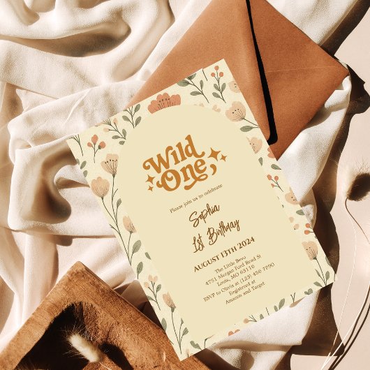 Wild One Boho Floral 1er anniversaire Invitation
