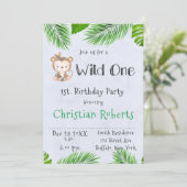 Wild One Boho Monkey Birthday Party Invitation Kaart (Staand voorkant)