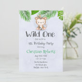 Wild One Boho Monkey Birthday Party Invitation Kaart (Staand voorkant)
