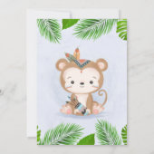 Wild One Boho Monkey Birthday Party Invitation Kaart (Achterkant)
