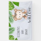 Wild One Boho Monkey Birthday Party Spandoek (Verticaal)