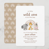 Wild One Boho Rainbow Safari Animals Baby Shower  Kaart (Voorkant / Achterkant)
