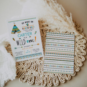 Wild One Boho Tribal Birthday Invitation Kaart