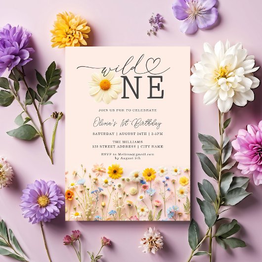 Wild One Boho Wildflower 1e verjaardag Kaart