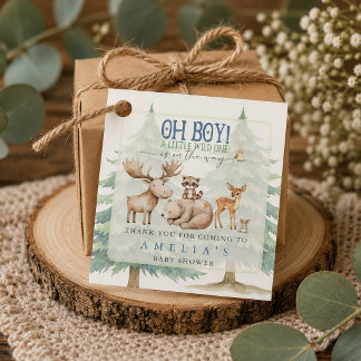 Wild One Bosdier Jongen Baby Shower Bedankjes Labels