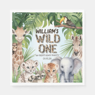 Wild one boy 1e verjaardag oerwoud thema servet