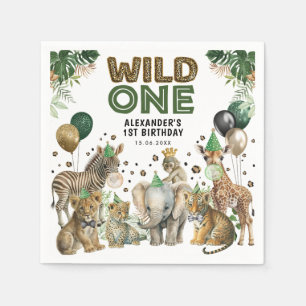 Wild One Boy 1e Verjaardag Safari Party Dieren Servet