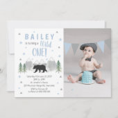Wild One Boy 1er Birthday Photo Invitation (Devant)