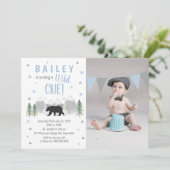Wild One Boy 1er Birthday Photo Invitation (Debout devant)