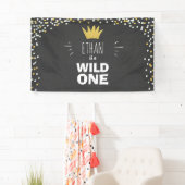 Wild One Boy Anniversaire Bannière Black Gold Crow (En situation)