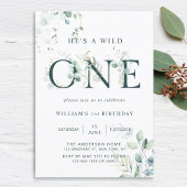 Wild One Boy Botanical First Birthday Invitation