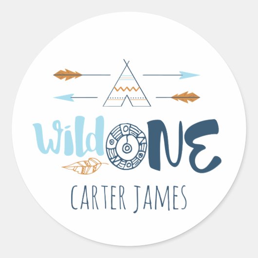 Wild One Boy Eerste Verjaardag Stickers (Voorkant)