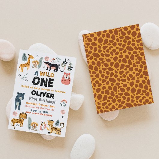 Wild One Boy First Birthday Invitation
