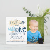 Wild One Boy First Birthday Uitnodiging (Staand voorkant)