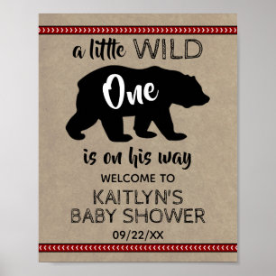 Wild One Boys Baby shower Welkom Poster