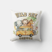 Wild one boys birthday safari animals kussen (Voorkant)