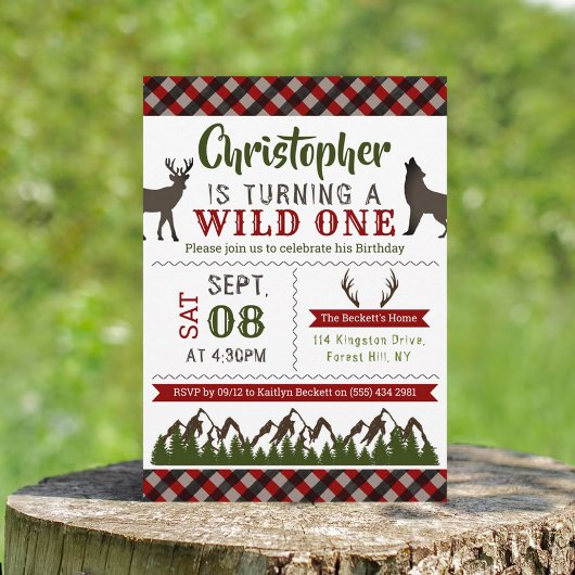 Wild One Boys First Birthday Party Invitations