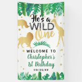 Wild One Boys First Birthday Party Welkom Spandoek (Verticaal)