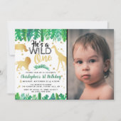 Wild One Boys Photo First Birthday Invitations (Devant)