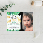 Wild One Boys Photo First Birthday Invitations