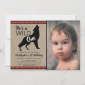 Wild One Boys Photo First Birthday Invitations (Devant)
