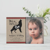 Wild One Boys Photo First Birthday Invitations (Debout devant)