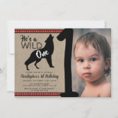 Wild One Boys Photo First Birthday Invitations (Devant)