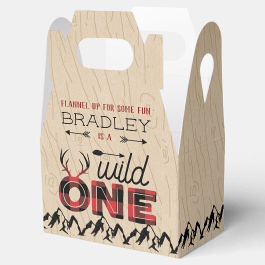 Wild One Boys Rustic Pset Lumberjack 1st Birthday Bedankdoosjes (Geopend)