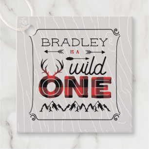 Wild One Boys Rustic Pset Lumberjack 1st Birthday Bedankjes Labels