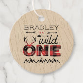 Wild One Boys Rustic Pset Lumberjack 1st Birthday Bedankjes Labels (Voorkant)