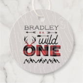 Wild One Boys Rustic Pset Lumberjack 1st Birthday Bedankjes Labels (Voorkant)