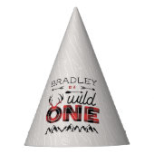 Wild One Boys Rustic Pset Lumberjack 1st Birthday Feesthoedjes (Voorkant)