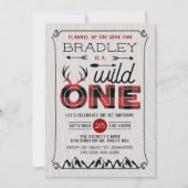 Wild One Boys Rustic Pset Lumberjack 1st Birthday Kaart (Voorkant)